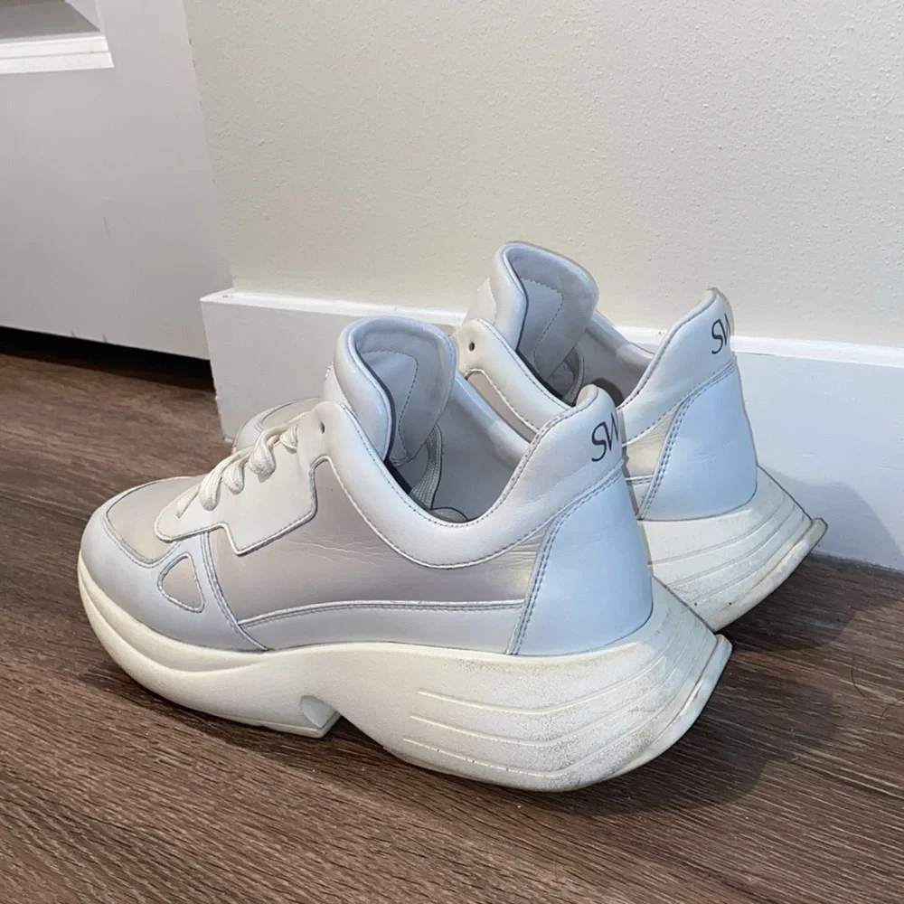 Stuart Weitzman SW, Authentic Designer, Willow Runner Mixed Media Sneakers - Picture 6 of 10